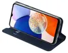 A dark blue flip case for a smartphone is shown in a diagonal view, open to reveal the phone screen. Anteprima dell’immagine prodotto