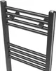 A close-up view of a black towel radiator. Anteprima dell’immagine prodotto