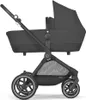 A black Cybex Eos Lux stroller is shown in a studio setting against a white background. Voir les images du produit