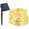 A solar-powered string light set with a solar panel and a coiled string of warm white LEDs. Produktbild-Vorschau