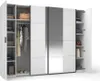 Zrcadlová šatní skříň 270 cm GIRADOT - bílá / černé úchyty Náhled obrázku produktu 2