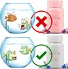 Comparison of fish bowls, one with dead fish and a distressed fish, marked with a red cross, and another with two happy fish, marked with a green checkmark. Bottles of 'Neo Cap Bacter' are shown next to each scenario. Produktbild-Vorschau