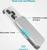 A silver power bank is shown attached to the back of a silver smartphone, highlighting its thinness and portability. Produktbild-Vorschau