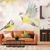 Vlies Fototapete - Painted tits - bird motif with patterns Produktbild-Vorschau 2