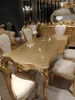 Klassisch Gold Esszimmer set Holztisch Esstisch + 4x Stühle Produktbild-Vorschau 2