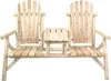 A wooden bench with two seats and an integrated table, shown against a white background. Produktbild-Vorschau