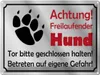 vianmo Blechschild 30x40 cm Achtung Freilaufender Hund Produktbild-Vorschau 1