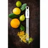 A grater and citrus fruits are arranged on a dark, textured surface. Anteprima dell’immagine prodotto
