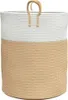 vidaXL Aufbewahrungskorb Beige und Weiß Ø38x46 cm Baumwolle Produktbild-Vorschau 5
