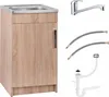 A kitchen sink cabinet with a faucet, hoses, and a siphon. Náhľad obrázku produktu