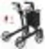 A black rollator walker with four wheels and a basket. Produktbild-Vorschau