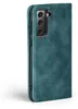 A teal-colored flip cover case for a smartphone is shown from the side. Produktbild-Vorschau