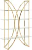 A gold metal bookshelf with clear glass shelves against a white background. Náhľad obrázku produktu