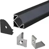 2m Schwarze LED Aluprofil Alu Schiene T Profil Kanal System Produktbild-Vorschau 2