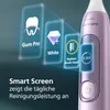 A close-up marketing image of a pink Philips Sonicare electric toothbrush, showcasing its smart screen features and different cleaning modes. Anteprima dell’immagine prodotto