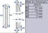 Diagrams and a table showing dimensions and specifications for a "Gabelträger" (fork carrier or similar attachment). Produktbild-Vorschau