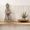 Buddha Statue mit Teelichthalter bronze 39cm Produktbild-Vorschau 3