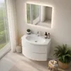 Mobile bagno sospeso 70cm curvo bianco lucido moderno | Los Anteprima dell’immagine prodotto 2