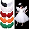 A collage showing multiple colored angel wings on the left and a child dressed as an angel on the right. Produktbild-Vorschau