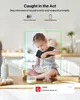 A young girl is shown in a kitchen setting, mixing ingredients in a bowl, with a notification overlay at the bottom. Produktbild-Vorschau