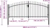 A diagram showing the dimensions of a black metal gate. Náhľad obrázku produktu