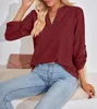 ASKSA Damen Bluse V-Ausschnitt Einfarbig Oberteile Elegant Produktbild-Vorschau 4