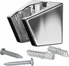 A chrome shower head holder with screws and wall plugs on a white background. Podgląd zdjęcia produktu