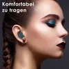 Close-up profile of a woman wearing earbuds and makeup. Produktbild-Vorschau