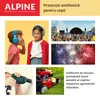 A collage of images showing children wearing headphones, a concert crowd, fireworks, a person drilling a wall, and a lawnmower, with text about hearing protection for children. Náhled obrázku produktu