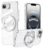 Multiple views of a clear phone case with a silver ring on the back, designed for an iPhone. Produktbild-Vorschau
