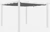 A white pergola frame with a gray fabric canopy. Anteprima dell’immagine prodotto
