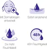 Four marketing icons with German text describing product features. Voir les images du produit