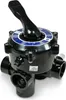 A black multi-port valve for a pool or spa filter system, shown in a studio product shot. Produktbild-Vorschau