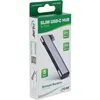 The image shows the retail packaging of a slim USB-C hub. Produktbild-Vorschau