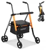COSTWAY Rollator faltbar & leicht mit Sitz, 2in1 Rollstuhl Produktbild-Vorschau 1