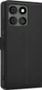 A black flip case for a smartphone is shown from the side. Produktbild-Vorschau