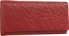 A red leather wallet is shown from the front. Produktbild-Vorschau