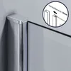 A close-up view of a shower enclosure corner with a diagram showing adjustment range. Podgląd zdjęcia produktu