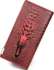 Elegancki Portfel Damski Crocodile w Czerwonym Kolorze Podgląd zdjęcia produktu 1