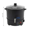 A black wax melting pot with a glass lid and a spigot, shown on a white background. Náhled obrázku produktu