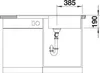 A technical drawing of a kitchen sink and dishwasher unit with dimensions indicated. Produktbild-Vorschau