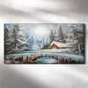 Wandkunst Leinwand Bild Uhr 60x30 Malerei Winter Schnee Produktbild-Vorschau 2