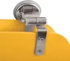 A close-up view of a hinge mechanism attached to a yellow object, likely a toilet seat. Produktbild-Vorschau