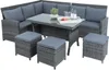 Polyrattan Sitzgruppe Essgruppe Couch Sofa Set Lounge Produktbild-Vorschau 3