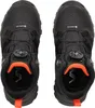 A top-down view of a pair of black hiking boots with orange accents. Anteprima dell’immagine prodotto