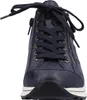 A close-up front view of a blue high-top sneaker. Produktbild-Vorschau