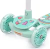 Close-up of a children's scooter with cartoon graphics. Podgląd zdjęcia produktu