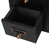 A close-up view of an open drawer on a black wooden organizer with a bronze handle. Podgląd zdjęcia produktu