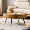 Table basse ronde de 70 cm, aspect bois, MDF, pieds en Voir les images du produit 4