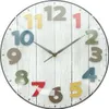 Wanduhr "Bunt" Ø 30 cm groß, in Holz Optik grau, moderne Produktbild-Vorschau 2